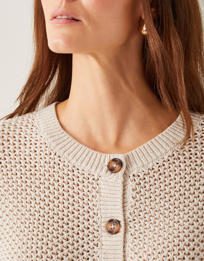Saya Crochet Short Sleeve Cardigan, Ivory (IVORY), large