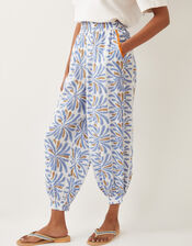Cece Woodblock Print Harem Trousers, Blue (BLUE), large