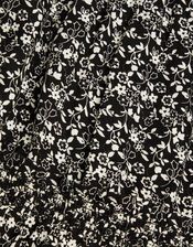 Floral Print Tiered Skirt , Black (BLACK), large