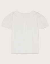 Jersey Broderie Blouse, White (WHITE), large