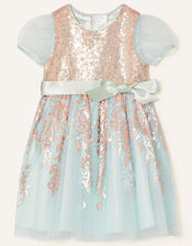 Baby Sequin Foil Dress , Teal (DUCK EGG), large
