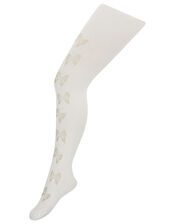 Savannah Glitter Butterfly Tights, Ivory (IVORY), large