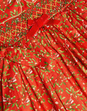 Newborn Robin Mistletoe Dress and Bando Set, Red (RED), large