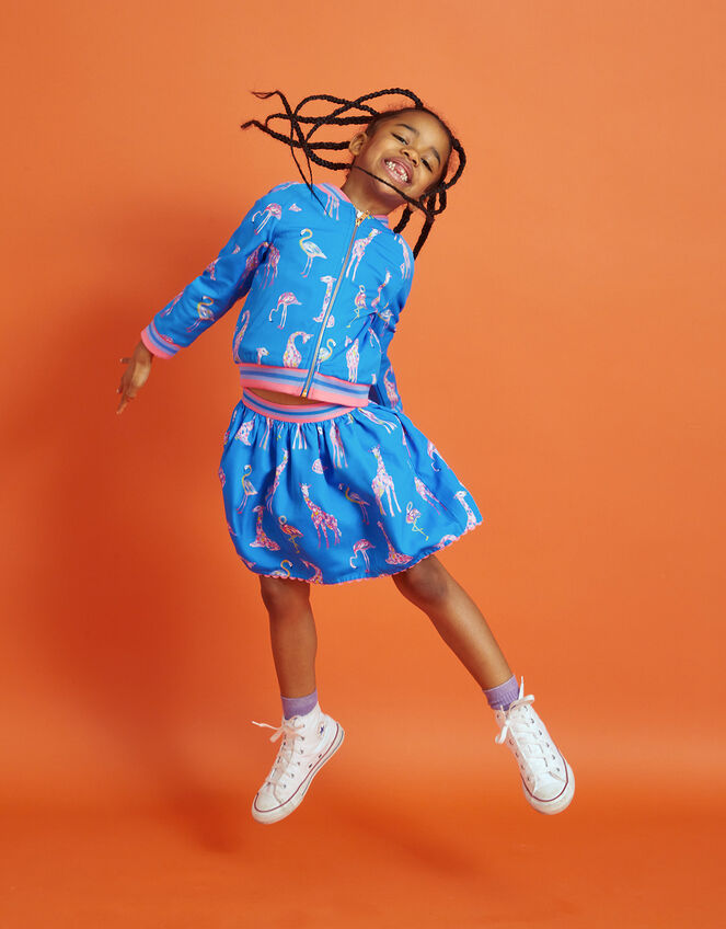 Giraffe and Flamingo Bomber Jacket WWF-UK Collaboration, Blue (BLUE), large