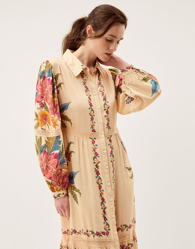 Rosaleigh Long Sleeve Floral Maxi Dress Cream