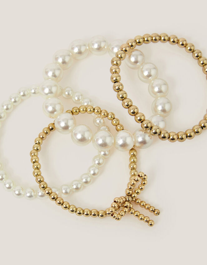 4-Pack Bow Beaded Bracelets, , large