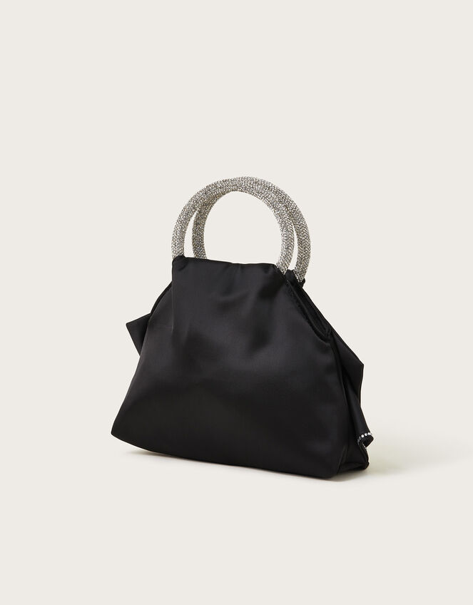 Bow Dazzle Handle Bag, Black (BLACK), large