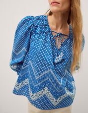 Iggy Floral Print Blouse, Blue (BLUE), large