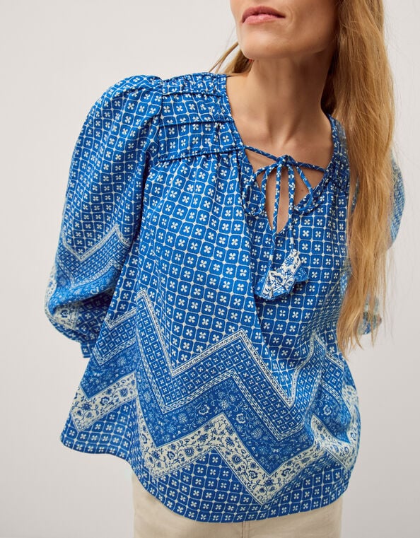 Iggy Floral Print Blouse, Blue (BLUE), large
