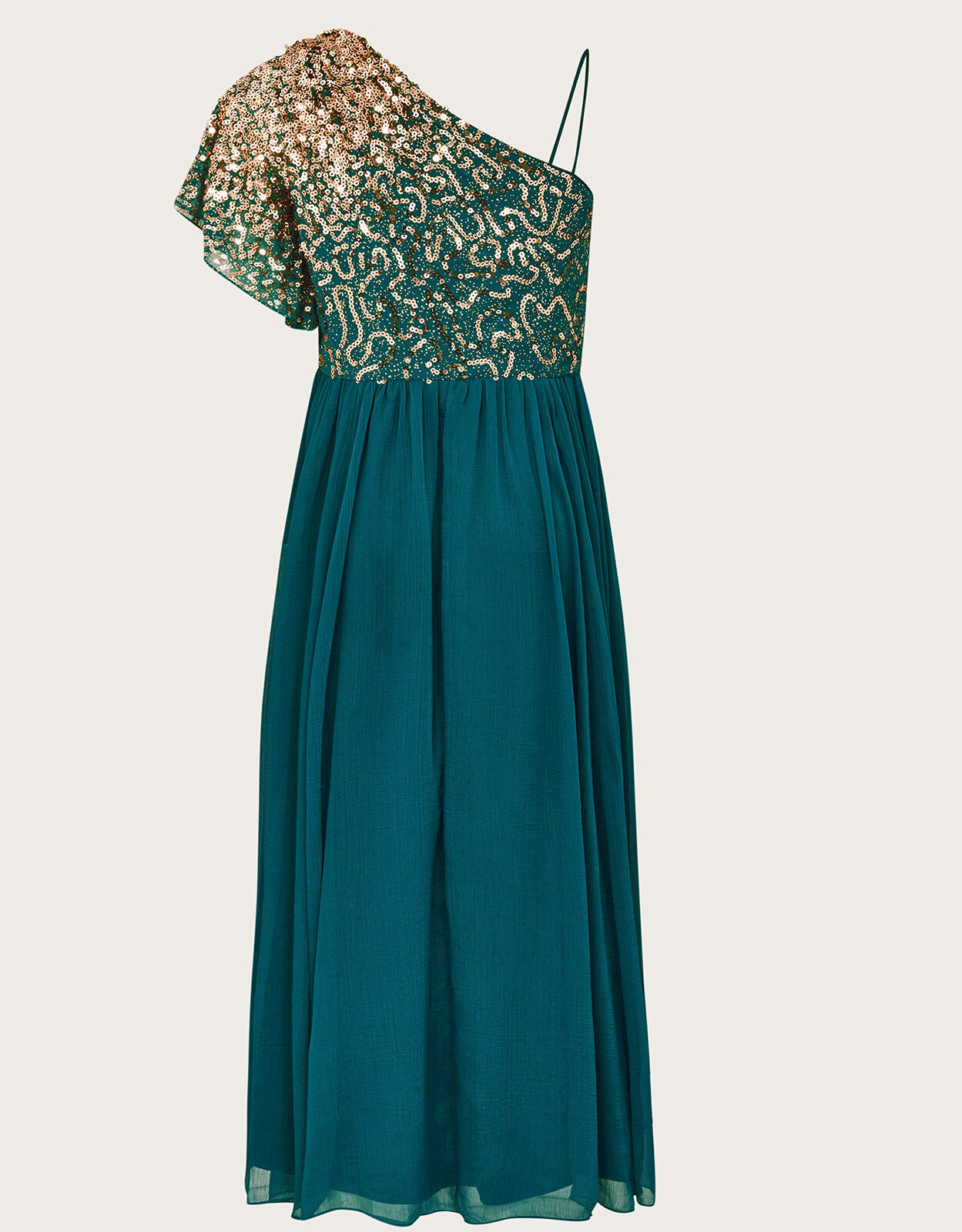 Mara One-Shoulder Flutter Sleeve Prom 