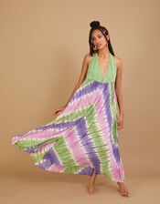 Halter Chevron Tie Dye Print Dress in LENZING™ ECOVERO™, Pink (PINK), large