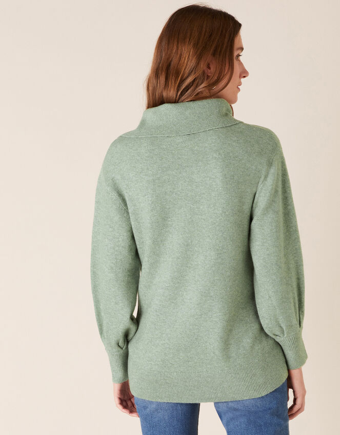 Split Neck Knit Jumper, Green (GREEN), large
