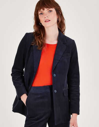 Cord Blazer Suit Jacket, Blue (MIDNIGHT), large