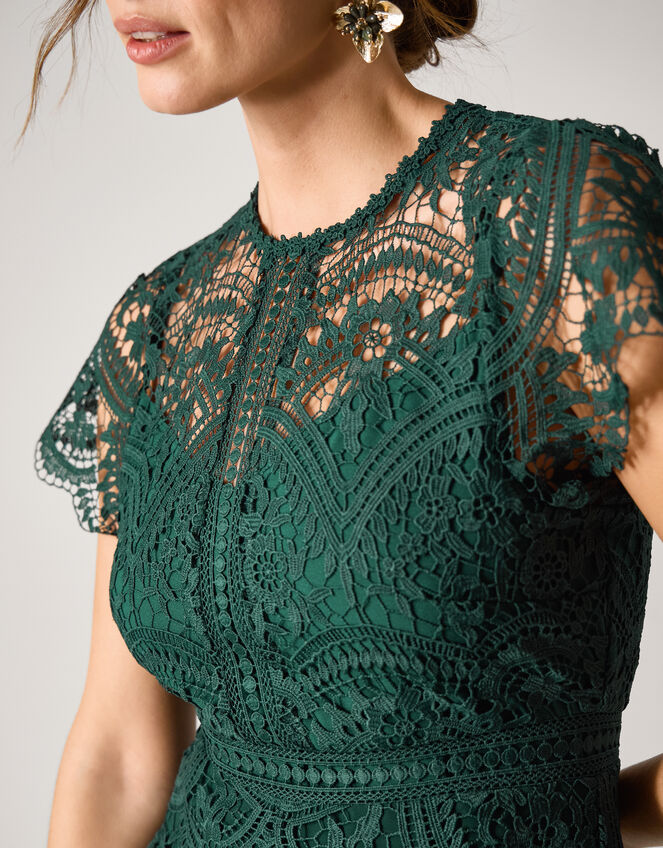 Monica Lace Midi Bridesmaid Dress, Green (GREEN), large