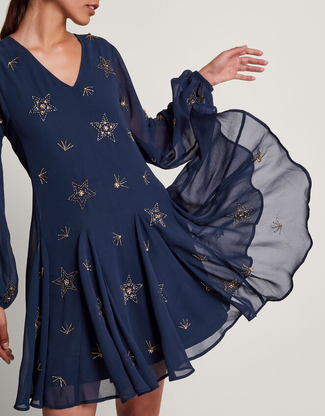 Selena Star Embellished Dress, Blue (BLUE), large