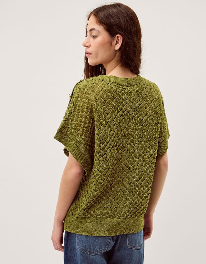 Bree Button Knit Jumper, Green (GREEN), large