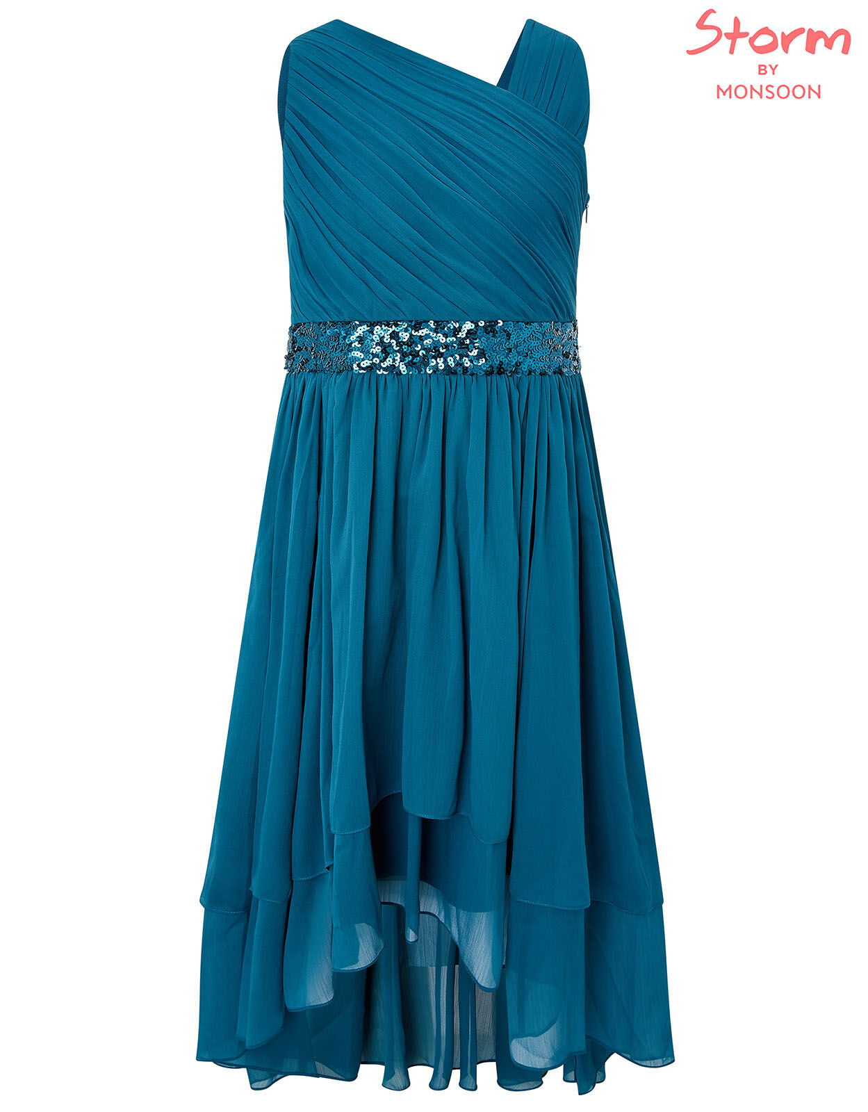 Abigail Sequin One Shoulder Prom Dress Teal