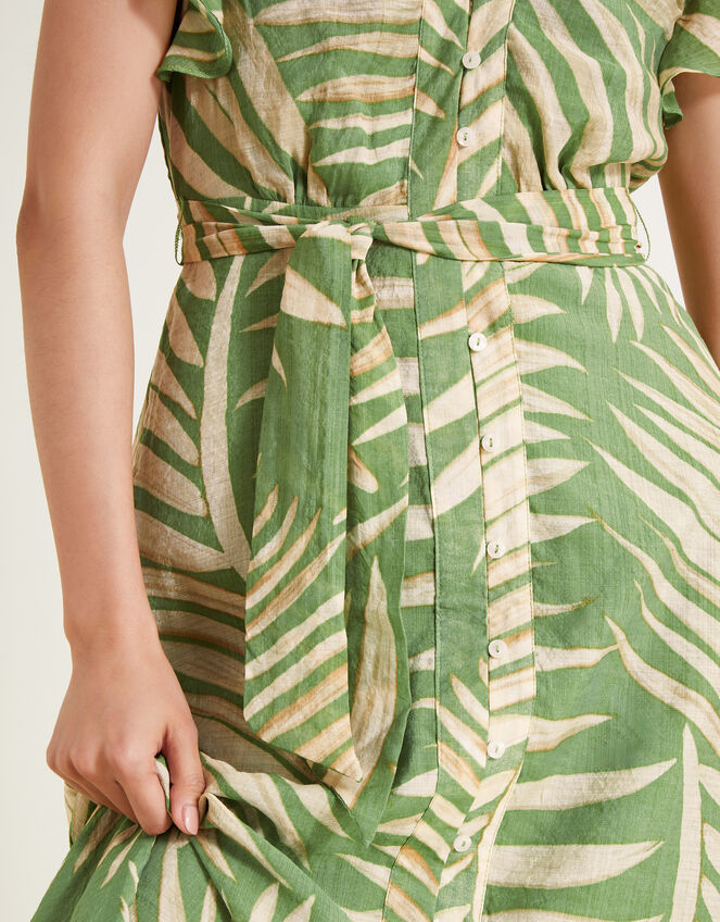 Parmella Print Ruffle Dress, Green (GREEN), large