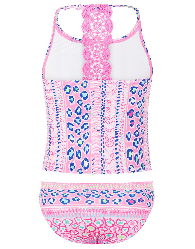 Ava Printed Tankini with Recycled Polyester, Pink (PINK), large