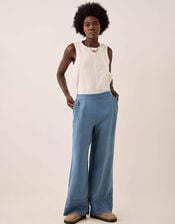 East Hetta Linen Tonal Embroidery Trousers, Blue (BLUE), large