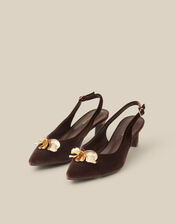 Juni Embellished Slingback Heels , Brown (BROWN), large