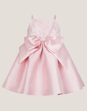 Baby Juniper Satin Lace Bow Bridesmaid Dress, Pink (PINK), large