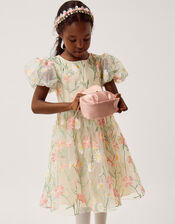 Celina Daisy Embroidered Party Dress, White (WARM IVORY), large