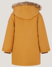 Hooded Parka Coat, Yellow (MUSTARD), large