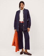 Louisa Longline Frill Denim Jacket, Blue (INDIGO), large