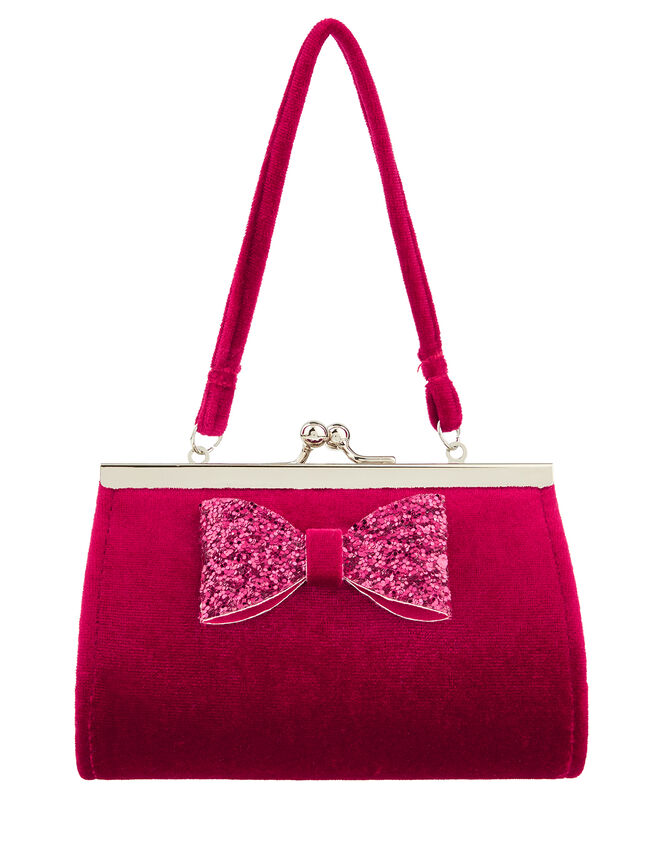 Glitter Bow Velvet Mini Bag