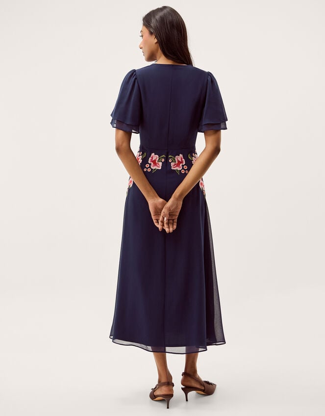 Coraline Floral Embroidered Midi Dress, Blue (NAVY), large