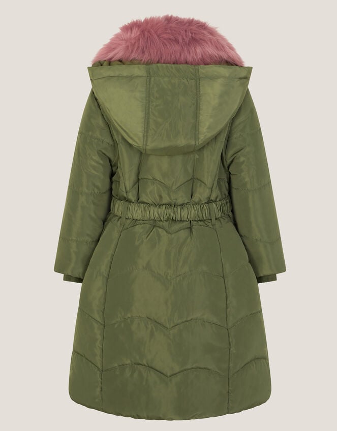 Belted Scallop Puffer Coat, Green (GREEN), large