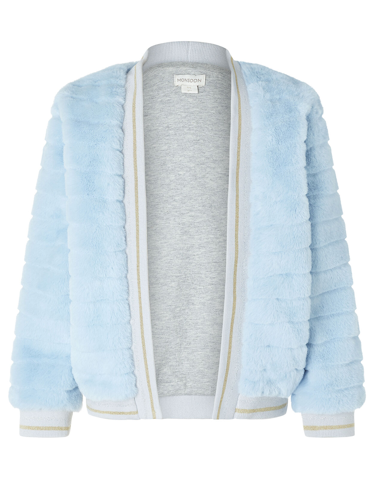 Blue fur deals bomber jacket