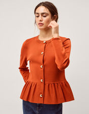 Prune Peplum Cardigan, Orange (RUST), large