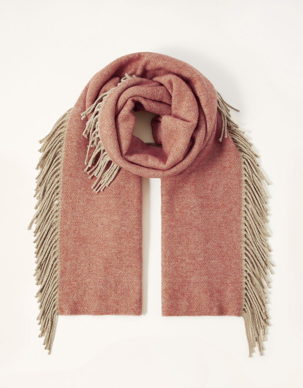 Women Women's Accessories | Midweight Wool Tassel Scarf with Recycled Cotton - BL34701