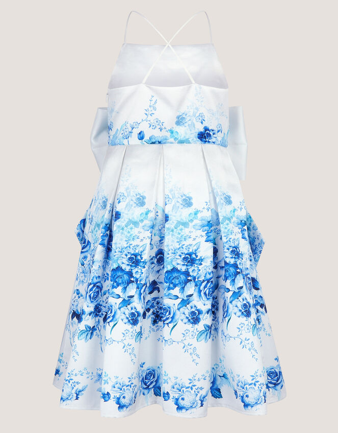 Rose Print Bow Party Dress, Multi (MULTI), large