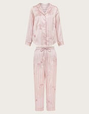 Molly Embroidered Stripe Pyjama Set, Pink (PINK), large