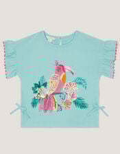 Tina Tropical Toucan Embellished T-Shirt, Green (GREEN), large