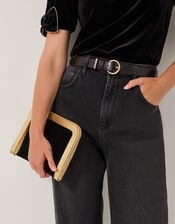 Lottie Metallic Faux Suede Pouch, , large