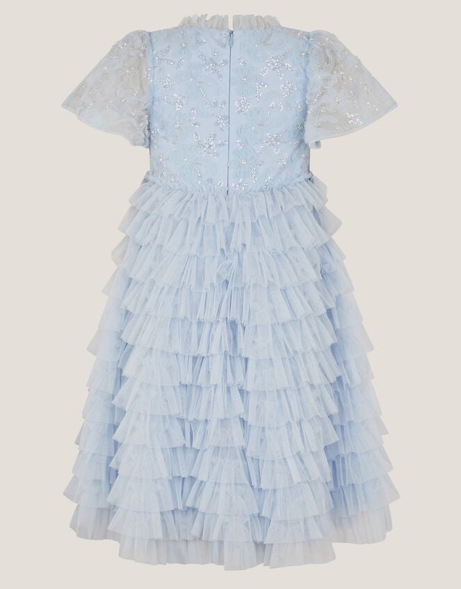 Shikha Floral Embellished Tiered Ruffle Dress, Blue (PALE BLUE), large