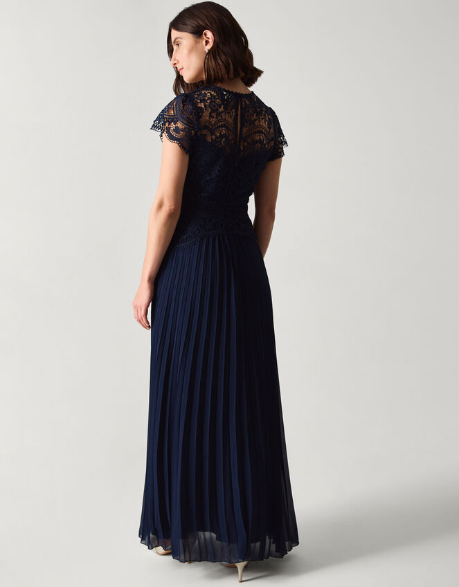 Monica Lace Pleated Bridesmaid Dress Blue