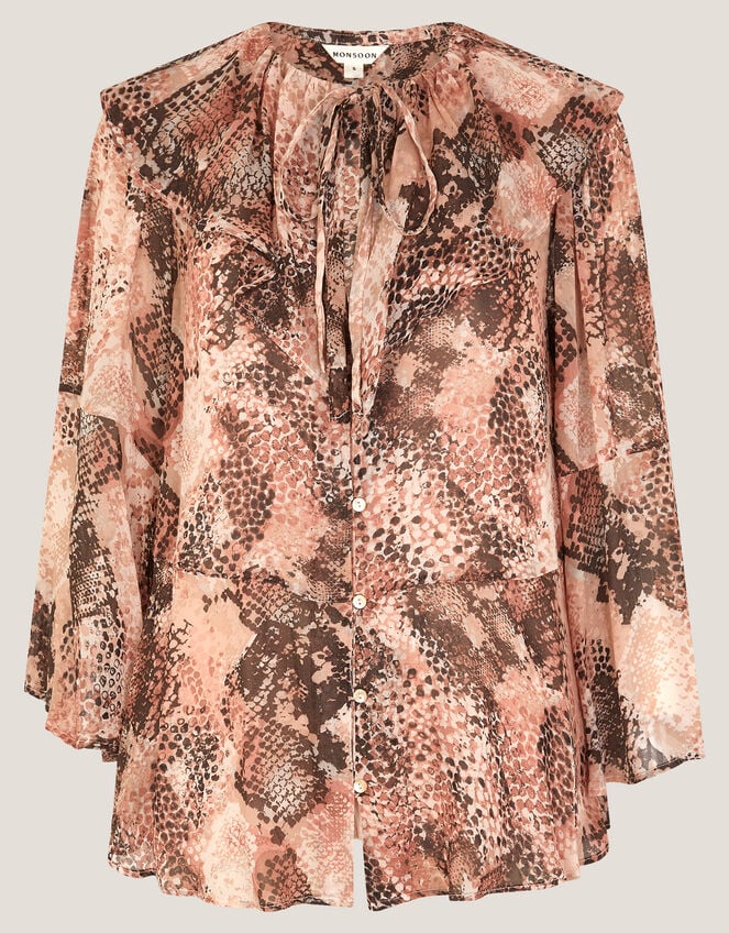 Synthia Snake Print Blouse, Pink (BLUSH), large
