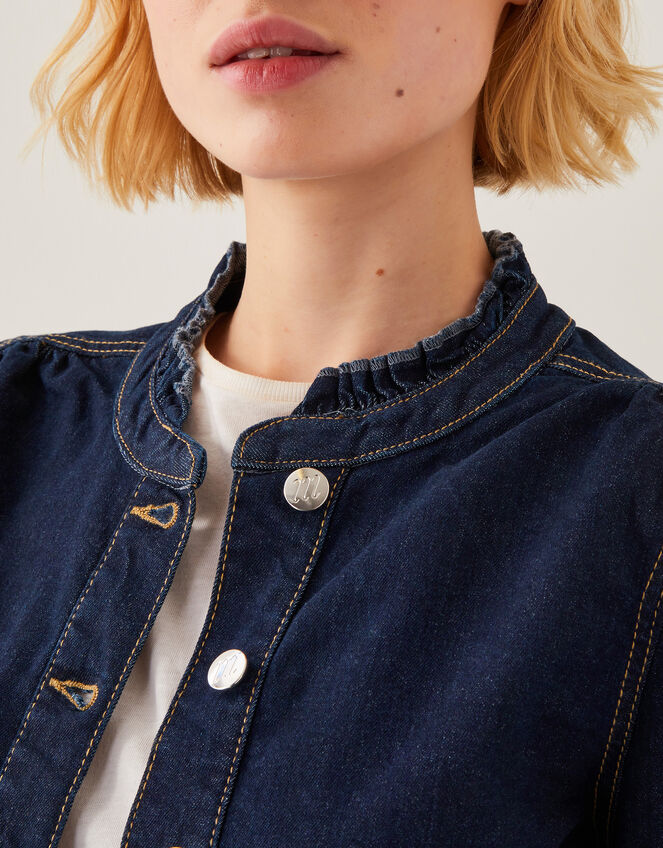 Louisa Frill Denim Jacket, Blue (INDIGO), large