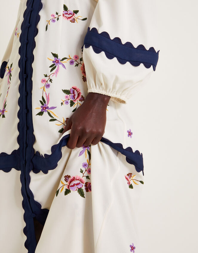 Emma Embroidered Dress, Ivory (IVORY), large