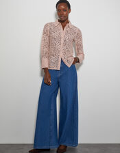 Lia Floral Lace Shirt, Pink (PINK), large