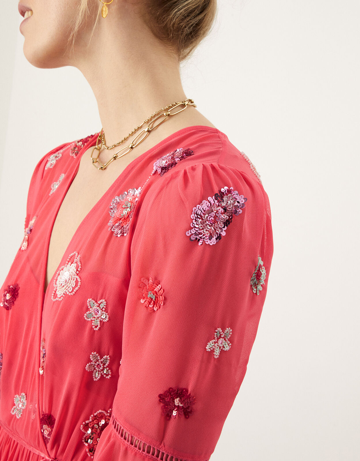 Aimee Embellished Wrap Dress in 