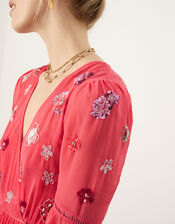 Aimee Embellished Wrap Dress, Orange (PEACH), large