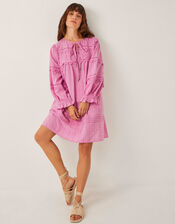 Cosima Pintuck Broderie Mini Dress, Purple (LILAC), large