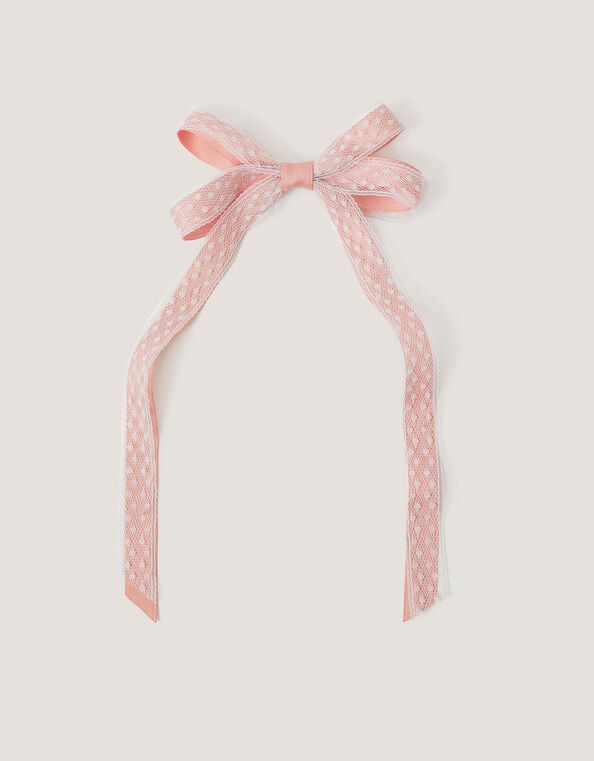 Polka Dot Ribbon Bow Hair Clip, , large