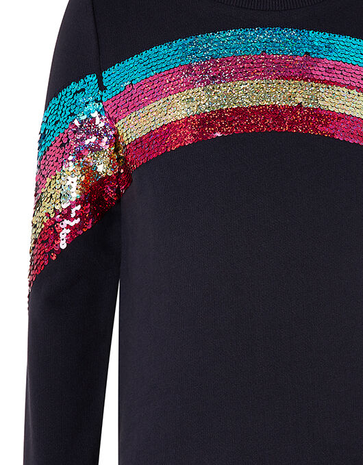 Rainbow Sequin Sweat Jumper Blue